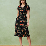 Glória - Must Lilled Midi Kleid