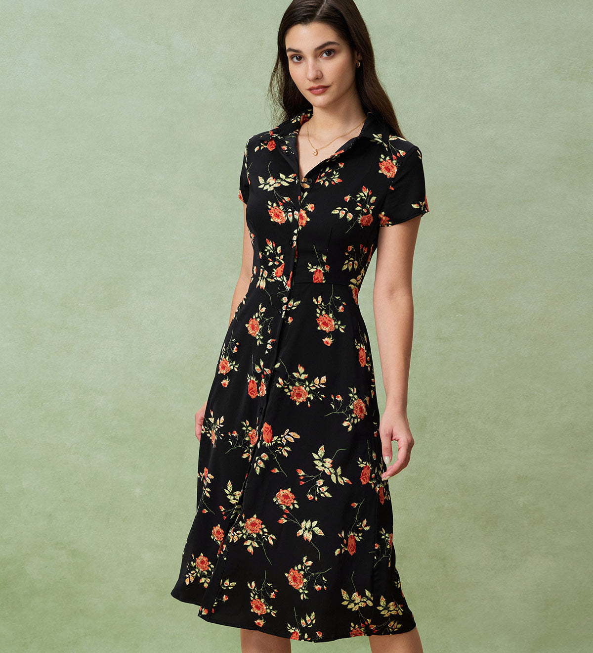 Glória - Must Lilled Midi Kleid