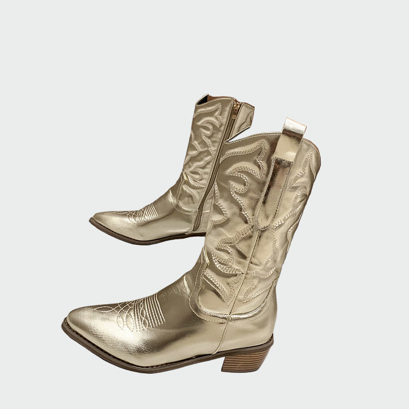 Metallilised cowboy saapad