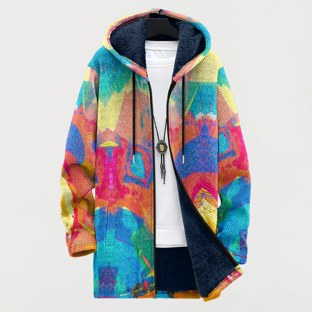 Värvilise kunstimustriga sweatshirt
