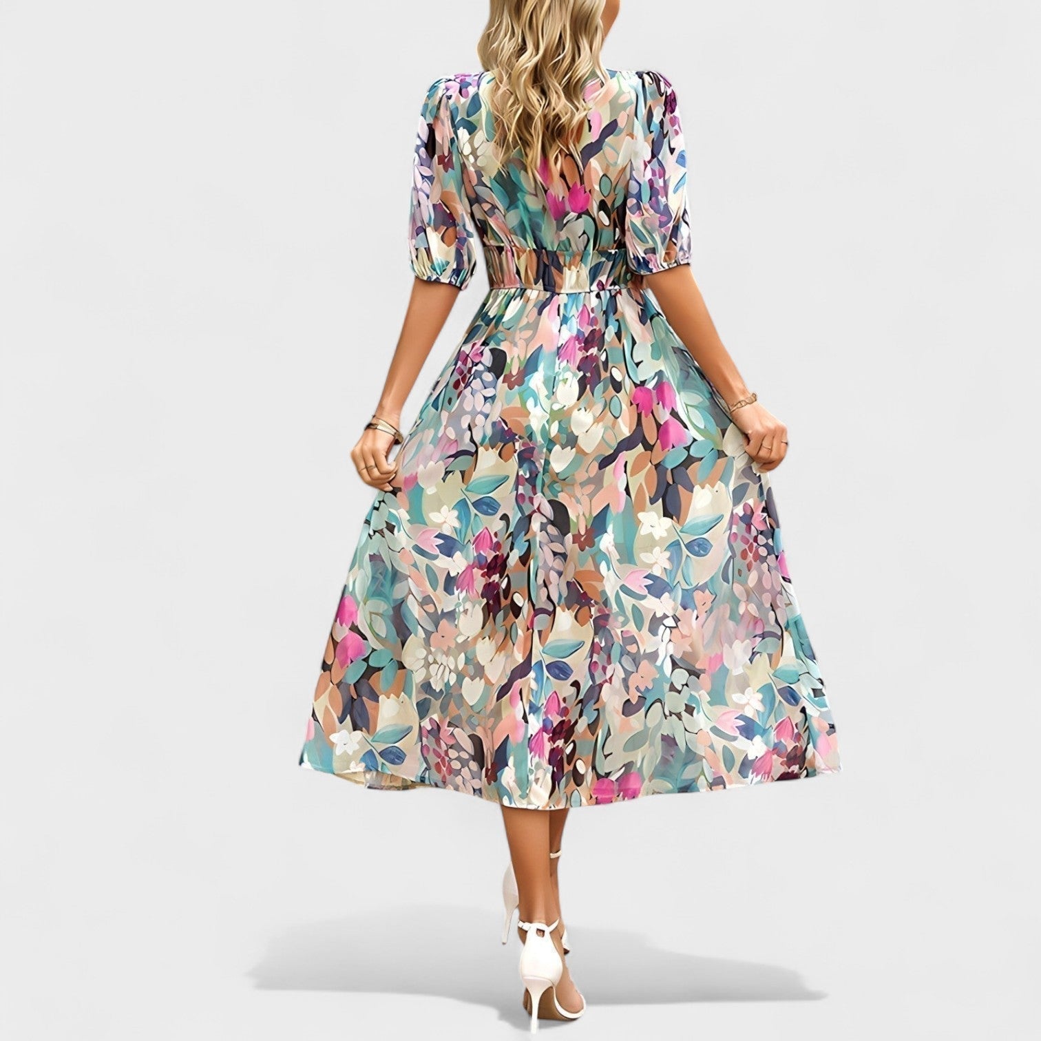 Clara - Elegantne Lilleline Midi Kleit