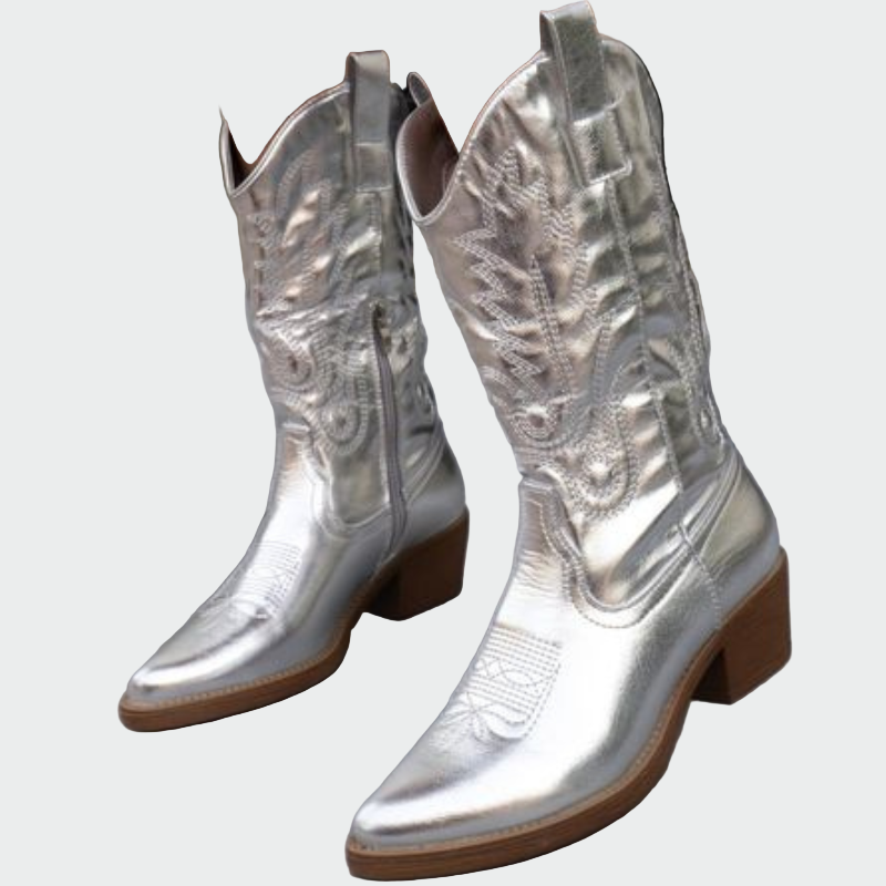 Metallilised cowboy saapad